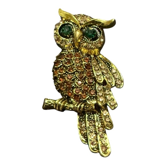 Brooch Jewelry - 🍀 Charming Gold Owl Rhinestone Brooch